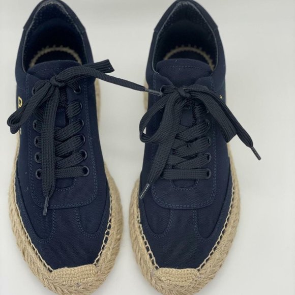 Christian Louboutin Navy and Tan Espadrille Flats - Picture 5 of 10